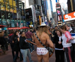 I had no idea I was hoping to see the Naked Cowboy until I did. I stood in his presence for several minutes, taking in the bravado and strangeness of him.